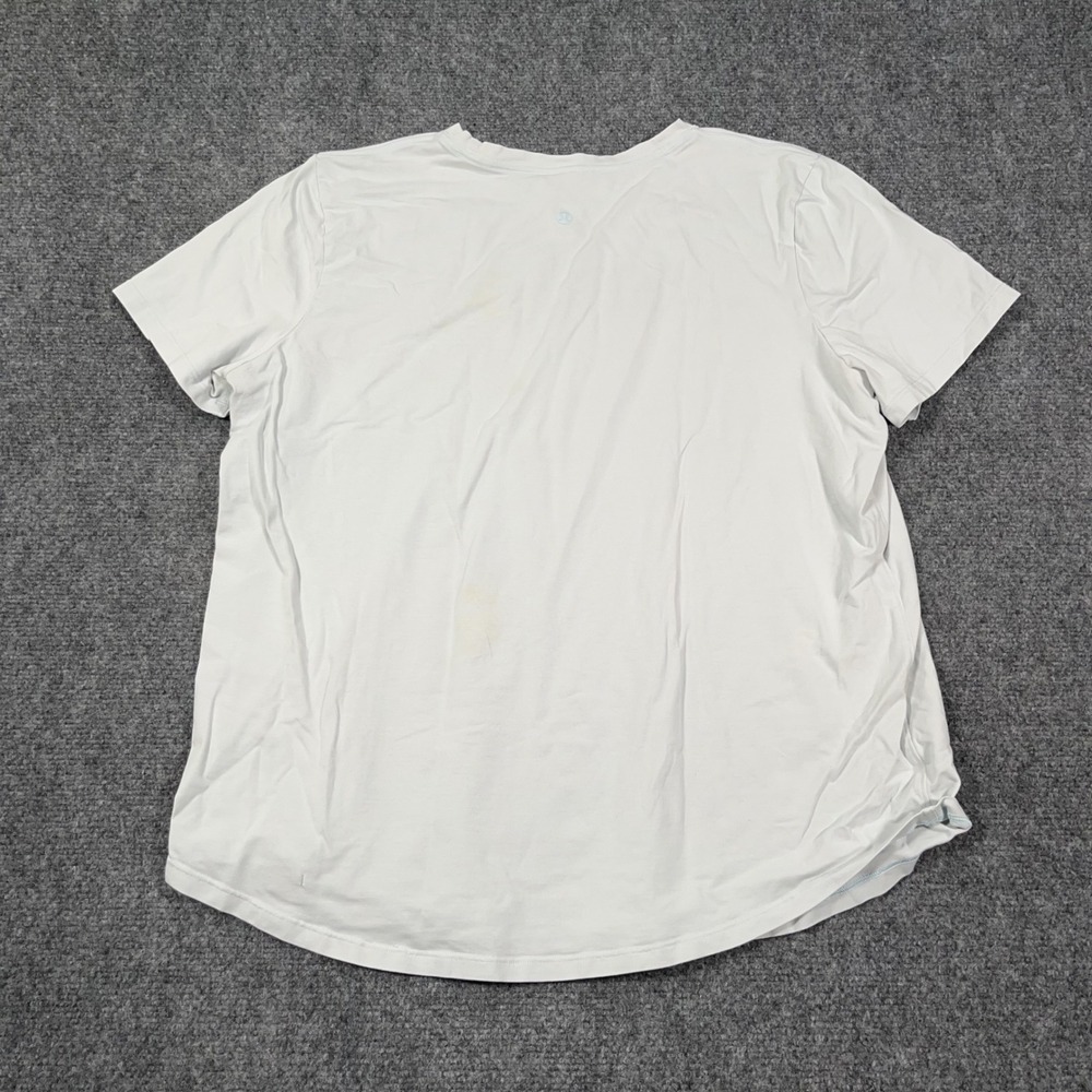 Lululemon Love Crew T-Shirt Women 12 Pima Cotton Short Sleeve Blue *Stained